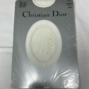 Christian Dior White Floral Vine Motif w/ Pearls Sheer Pantyhose SZ 1